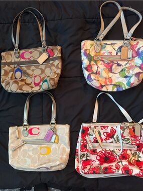 Coach Dome Satchel Quartet — Multicolor Accents Canvases w/12 coach tags